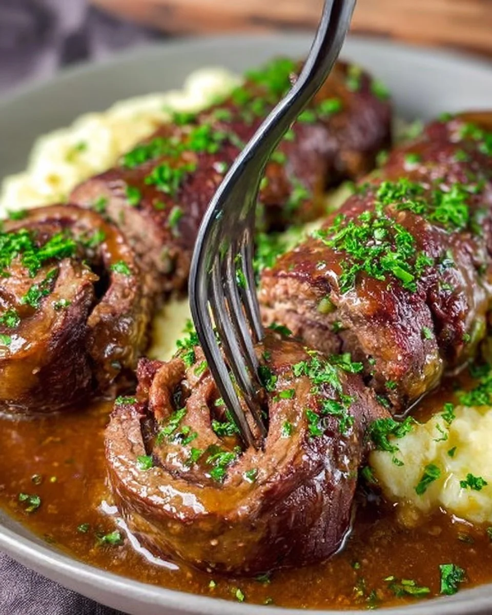 Leckere Rinderrouladen auf einem Teller serviert