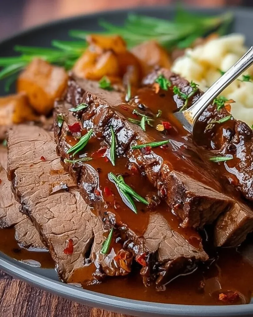 Sauerbraten - traditionelles deutsches Rindfleischgericht mit aromatischer Marinade