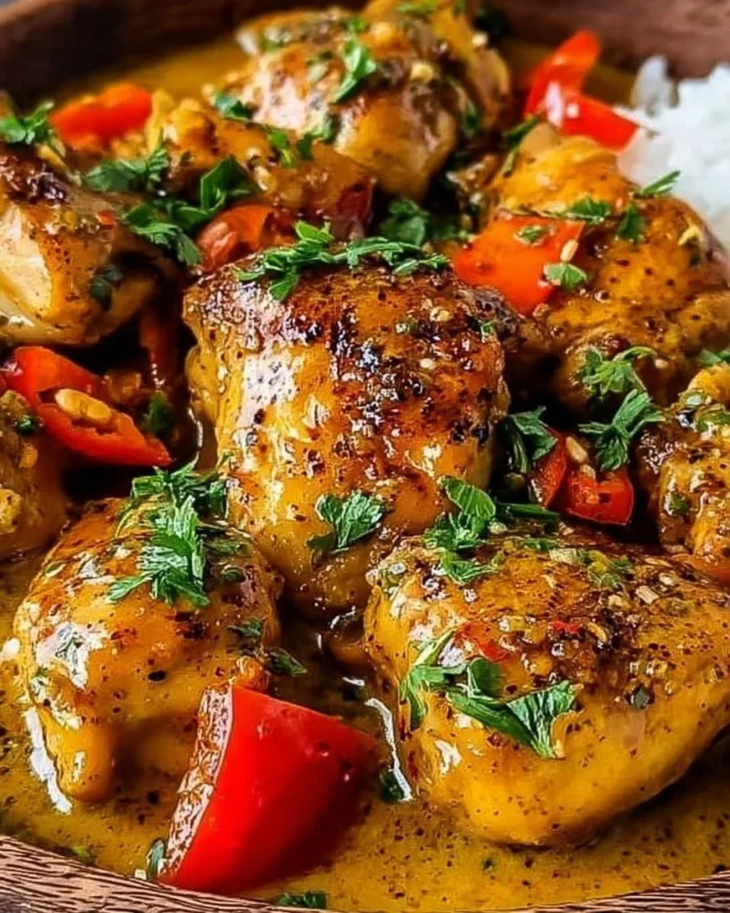 Scharfes brasilianisches Kokos-Hähnchen mit aromatischen Gewürzen