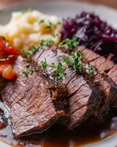 Traditioneller Sauerbraten, ein klassisches deutsches Gericht
