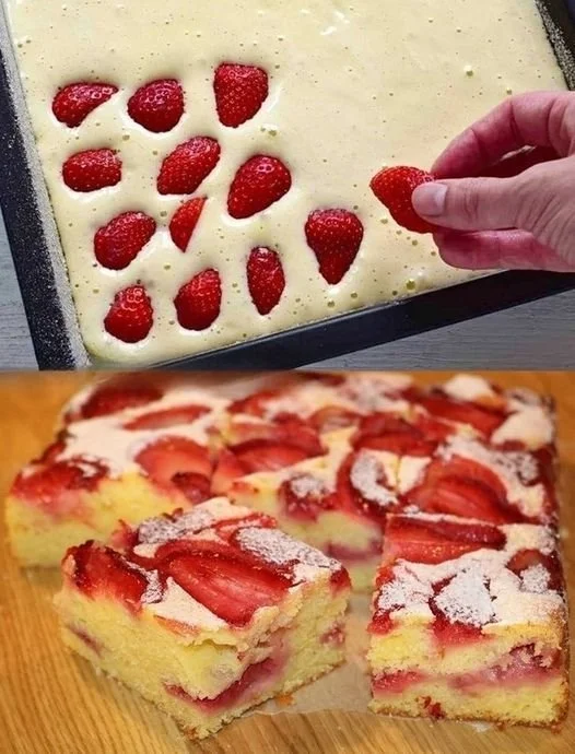 Erdbeer Biskuitkuchen, schnell und einfach in 10 Minuten zubereitet