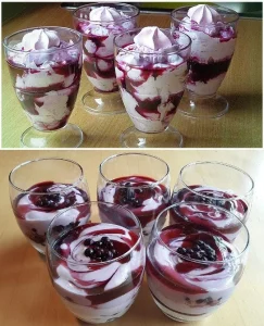 Leckeres Heidelbeer-Mascarpone-Dessert mit frischen Heidelbeeren