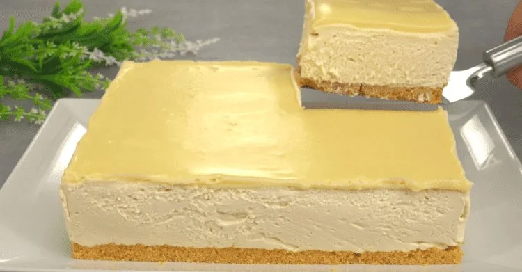 Zitronen Joghurt Torte ohne Schnickschnack auf einem Teller serviert