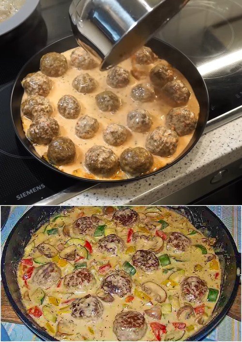 Makkaroni mit Hackfleischbällchen-Ragout