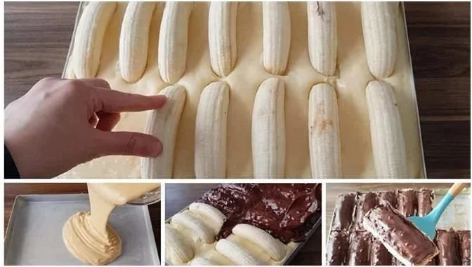 Leckere Bananen-Schnitten aus frischen Bananen und Teig